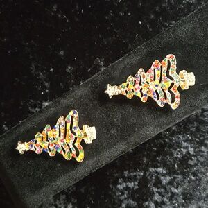 Fun! Festive! Colorful Christmas Tree Earrings. Perfect Condition!